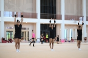 Gymnasts Kimaya Karle, Aryaa and Avani Nitesh Kadam during training at the Academy