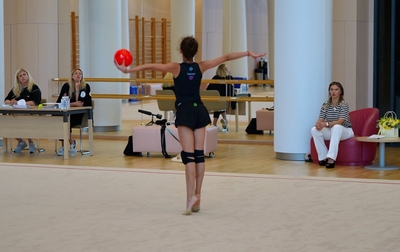 Karolina Tarasova practices a pirouette under Alina Kabaeva’s guidance