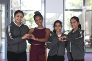 Gymnasts Kimaya Karle, Aryaa and Avani Nitesh Kadam during their training at the Academy