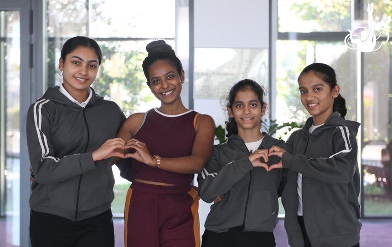 Gymnasts Kimaya Karle, Aryaa and Avani Nitesh Kadam during their training at the Academy