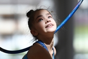 Ksenia Savinova during exercise with a hoop