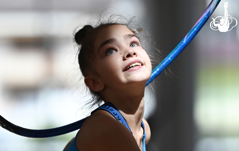 Ksenia Savinova during exercise with a hoop