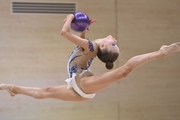 Gymnast during an exercise with a ball