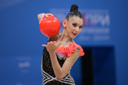 Nicole Rimarachin Diaz during an exercise with a ball