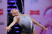 Mariia Borisova during an exercise with a hoop