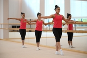 Gymnasts Avani, Aryaa Nitesh Kadam and Kimaya Karle during choreography