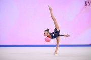 Karolina Pakhtusova during an exercise with a ball