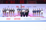 Award ceremony for the junior group gymnasts for the overall ranking at the Cup of the Strongest