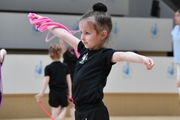 Young gymnast during training