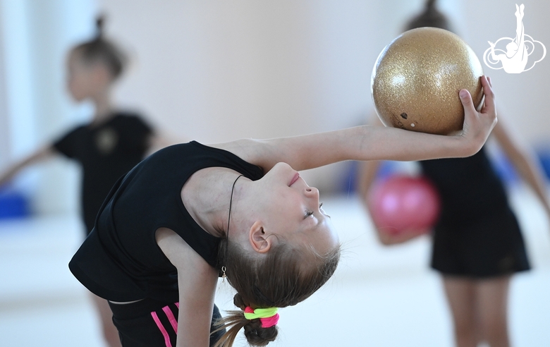 Gymnast from Belgorod during an exercise with a ball