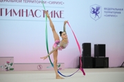 Yana Sakovich during exercise with ribbon