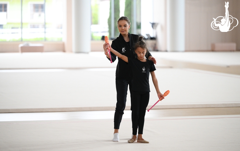 Dina Averina and Sabina Samatova during training