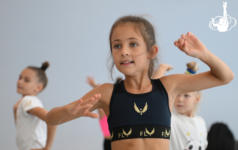 A gymnast during a dance class at the training camp in the Academy