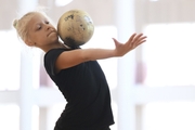 A gymnast during the ball exercise