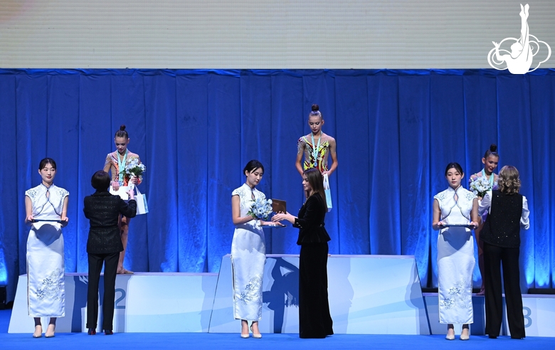 Olympic champion Alina Kabaeva at the awards ceremony