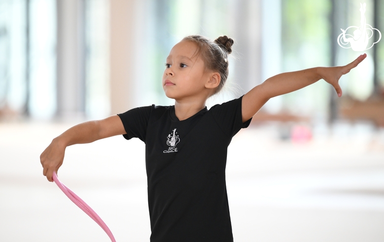 A young gymnast during training