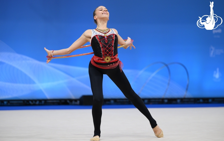 Sofia Kuryachenko during an exercise with a hoop