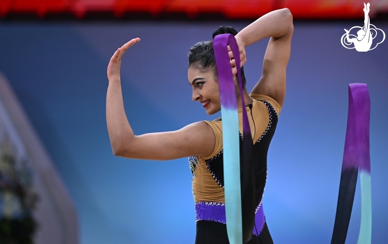 Kimaya Karle during the ribbon exercise