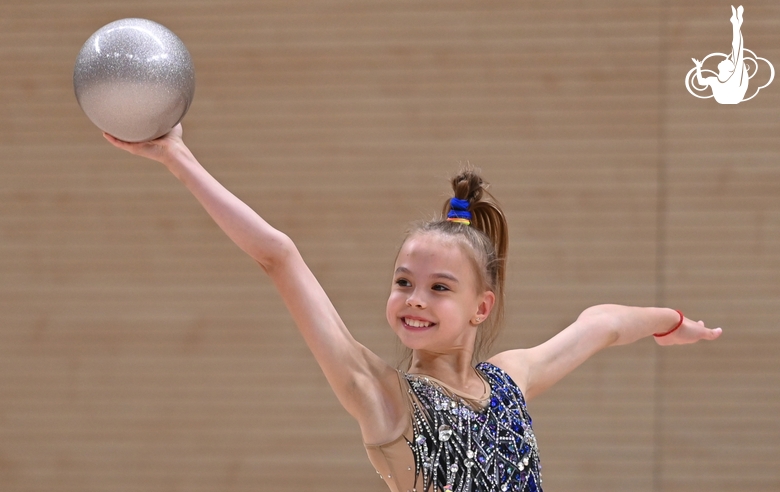 Elvira Belyaeva during an exercise with a ball