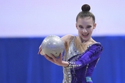 Milana Parfilova during an exercise with a ball