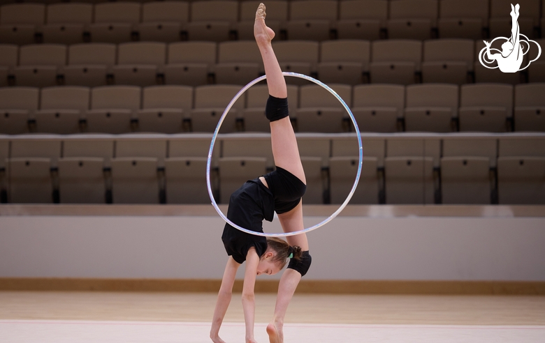 Miroslava Monina during an exercise with a hoop