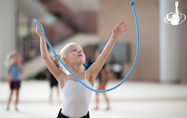 A young gymnast during training