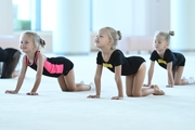 Young gymnasts during training