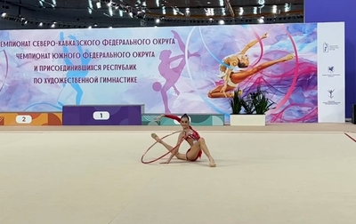 Anna Vakulenko from Volgograd performing with a hoop at the Southern Federal District Championship