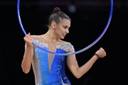 Vladislava Nikolaenko during an exercise with a hoop