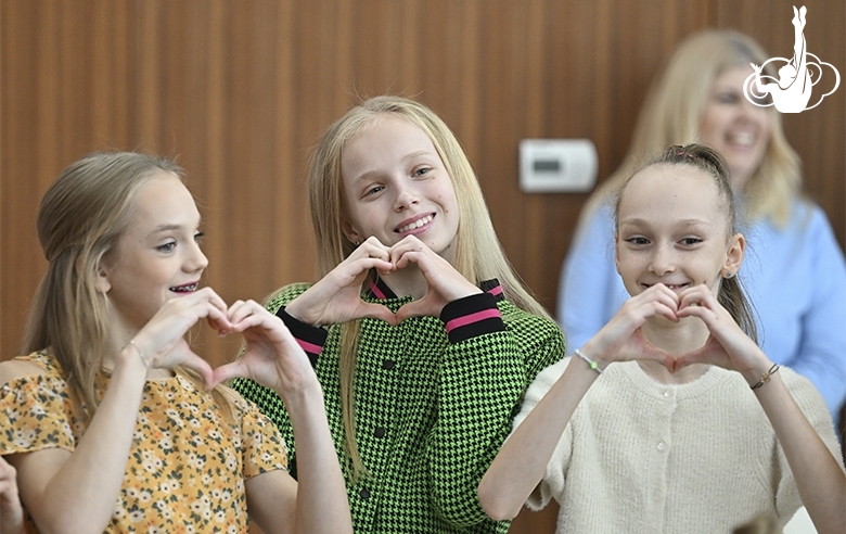 Nelly Reutskaya, Anna Gryaznova, and Veronika Solomatina during the Academy holiday