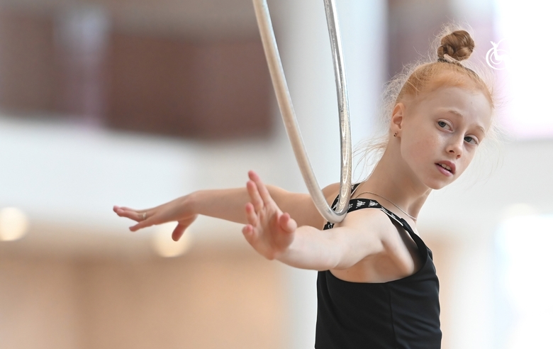 Olga Chernykh during an exercise with a hoop