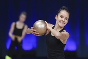 Isabella Rojas during an exercise with a ball at floor testing