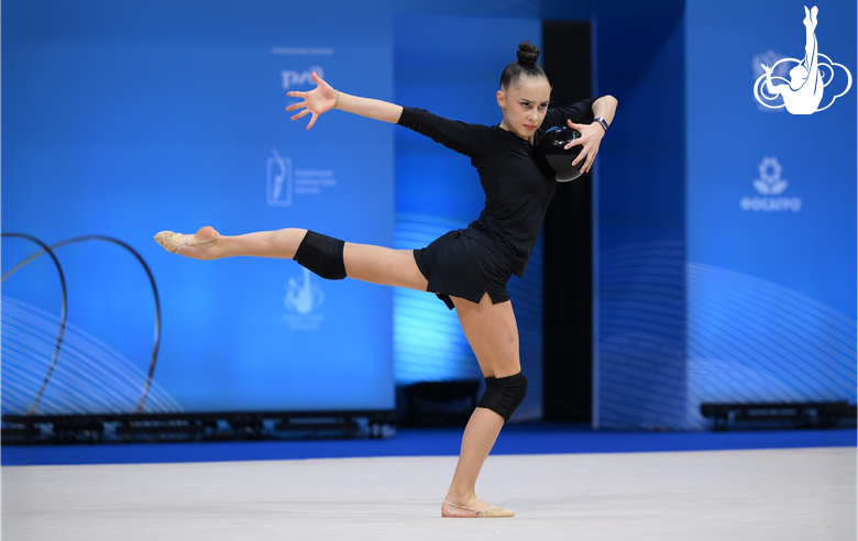 Mariia Borisova during podium training