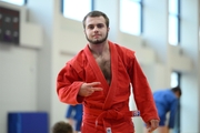 Silver medalist of the Russian Sambo Championship Irakli Jomidava during training at the Martial Arts Academy
