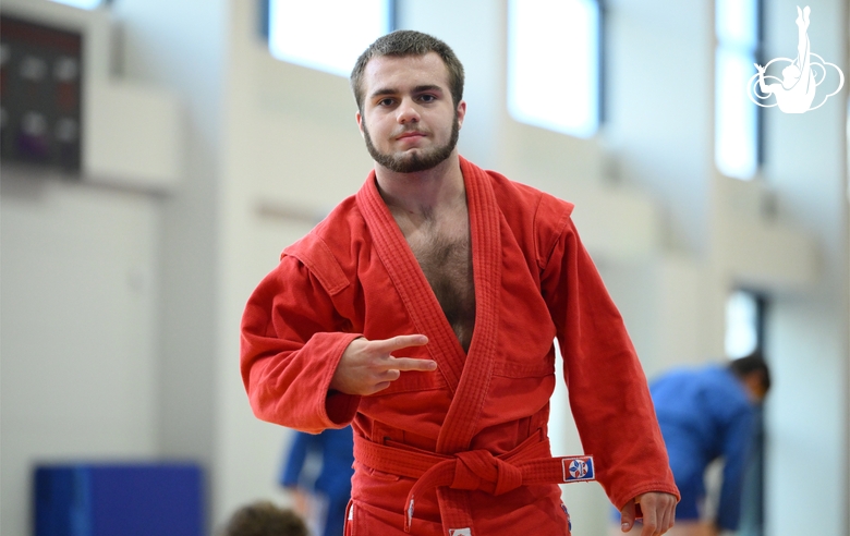 Silver medalist of the Russian Sambo Championship Irakli Jomidava during training at the Martial Arts Academy