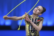 Nika Kostina  during an exercise with a jump rope