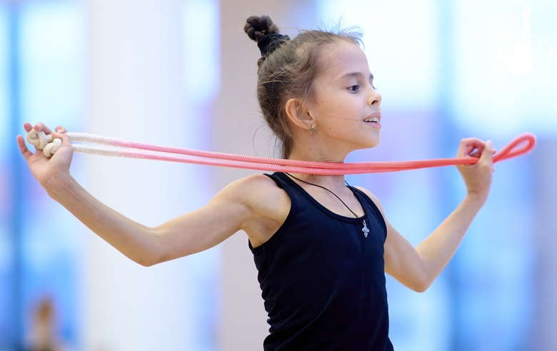 Sabina Samatova during an exercise with a jump rope