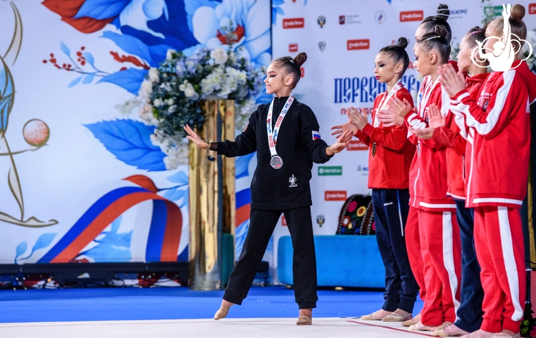 Gymnasts at the awards ceremony