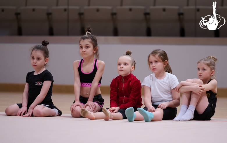 Young gymnasts during the selection process