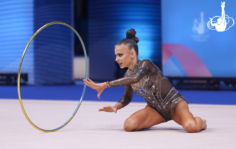 Anastasia Vlasenko during an exercise with a hoop