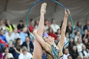 Gymnast during an exercise with a hoop