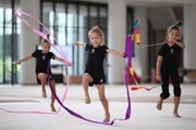 Young gymnasts during a training session