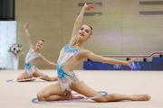 Gymnasts during an exercise with hoops