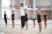 Gymnasts during practice at the training camp in the Academy