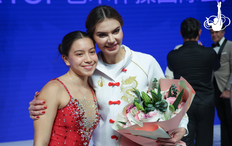 November 17, 2025. Olympic champion Alina Kabaeva with gymnast from Columbia at the Sky Grace Cup International Tournament and Beijing Top Open 2025