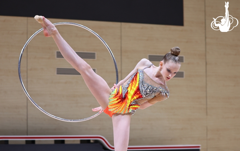 Lada Yakovleva during the hoop exercise at the assessment training session