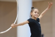 Valeria Medvedeva during exercise with a hoop