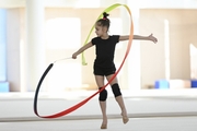 Ksenia Savinova during an exercise with a ribbon