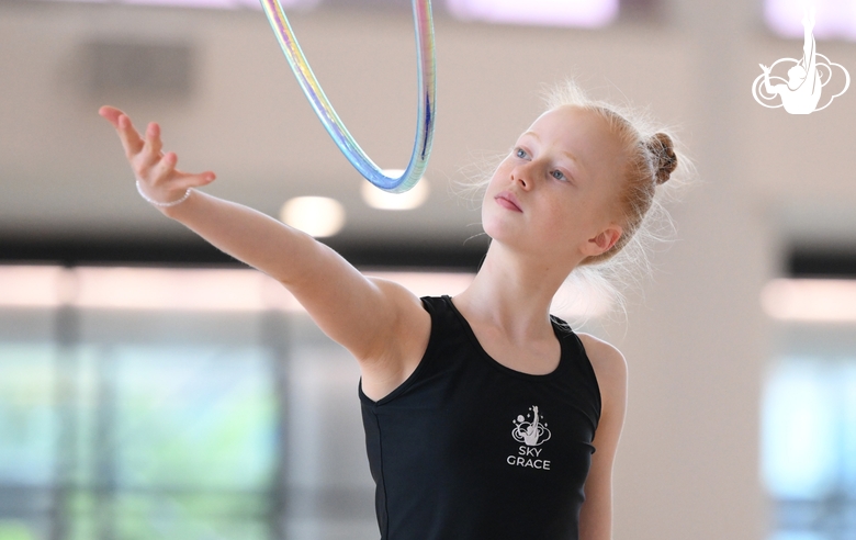 Olga Chernykh during an exercise with a hoop