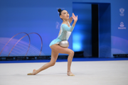Azhara Moldobayeva during an exercise with a ball